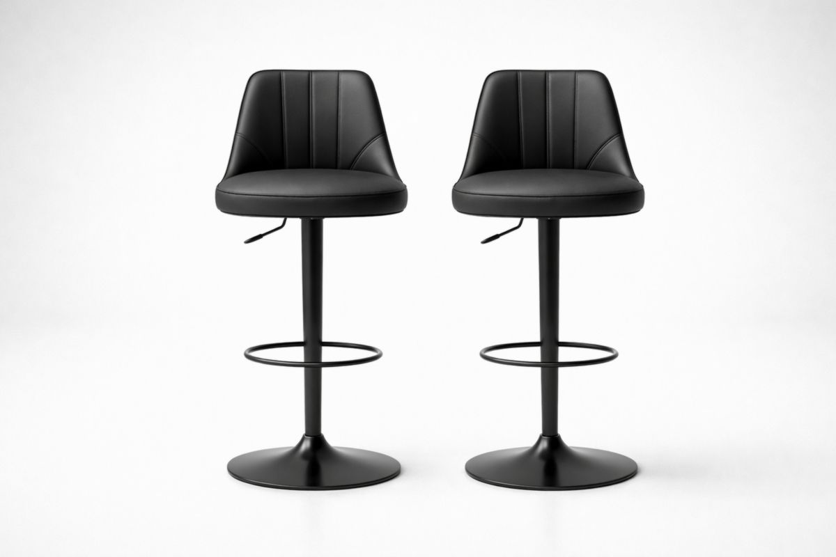 Lot de 2 Tabourets de Bar Réglables en PU Noir