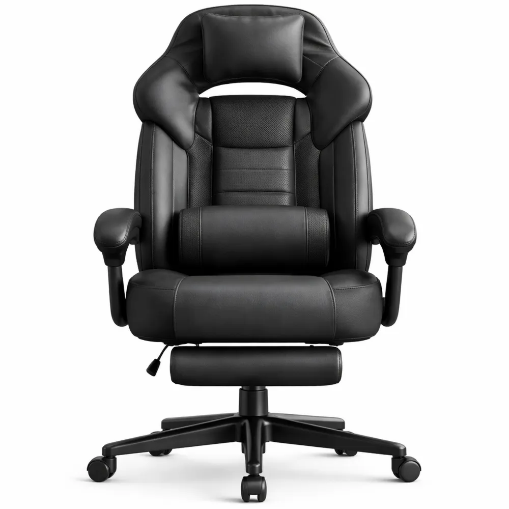 Chaise ergonomique avec repose-pieds et support lombaire, capacité 150 kg