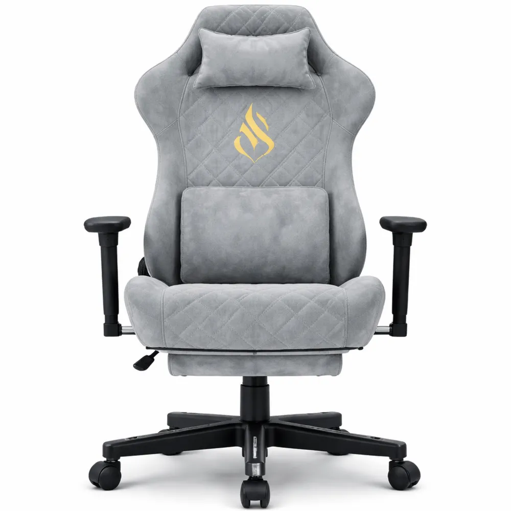 Fauteuil de Jeu Ergonomique avec Repose-Pieds Téléscopique et Support Lombaire