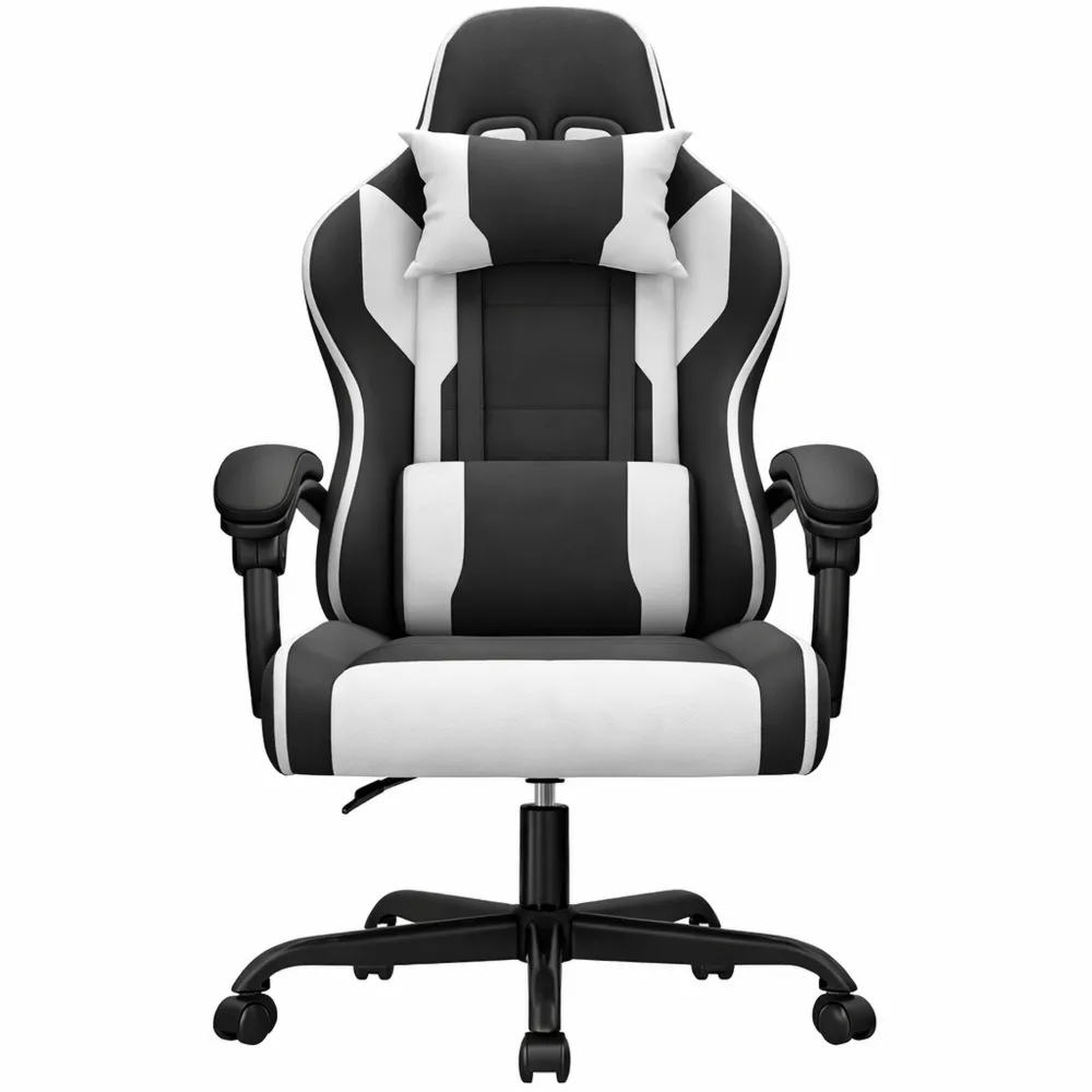 Chaise de Jeu Ergonomique avec Massage Blanc, Capacité 150 kg