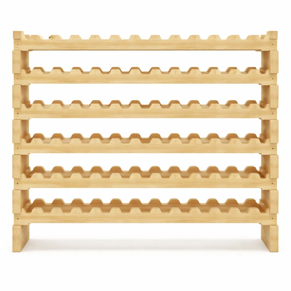 Rangement Modulable de Bouteilles, Étagère à Vin 6 Niveaux en Bois de Sapin