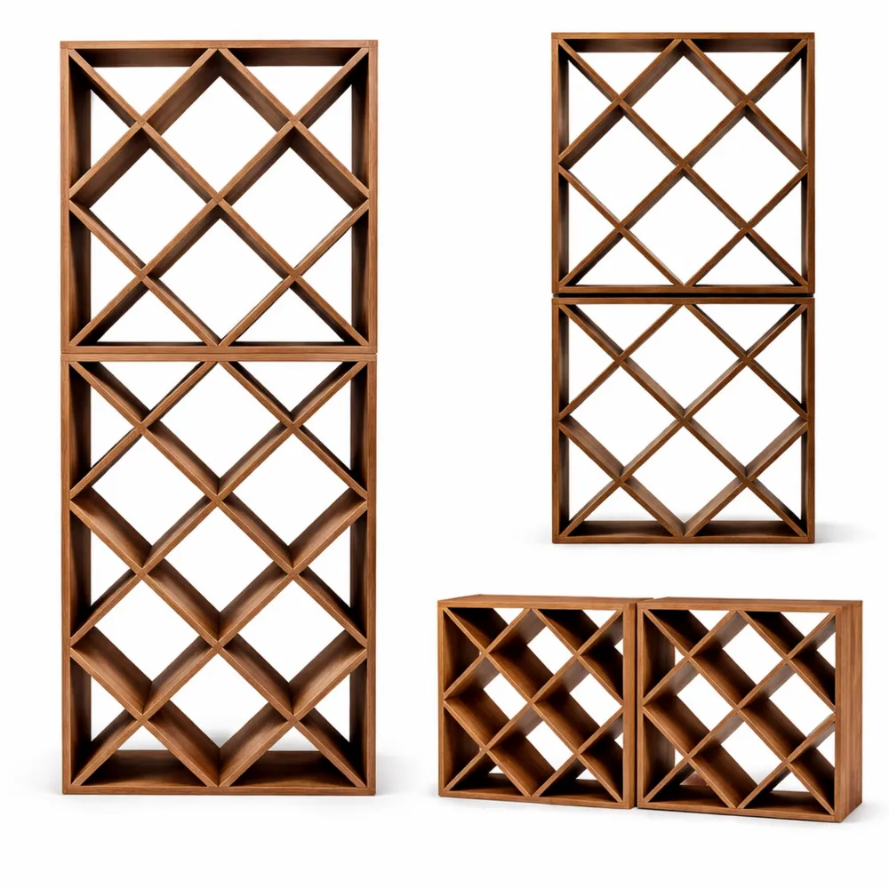 Étagère à vin en bois, capacité modulable et design rustique