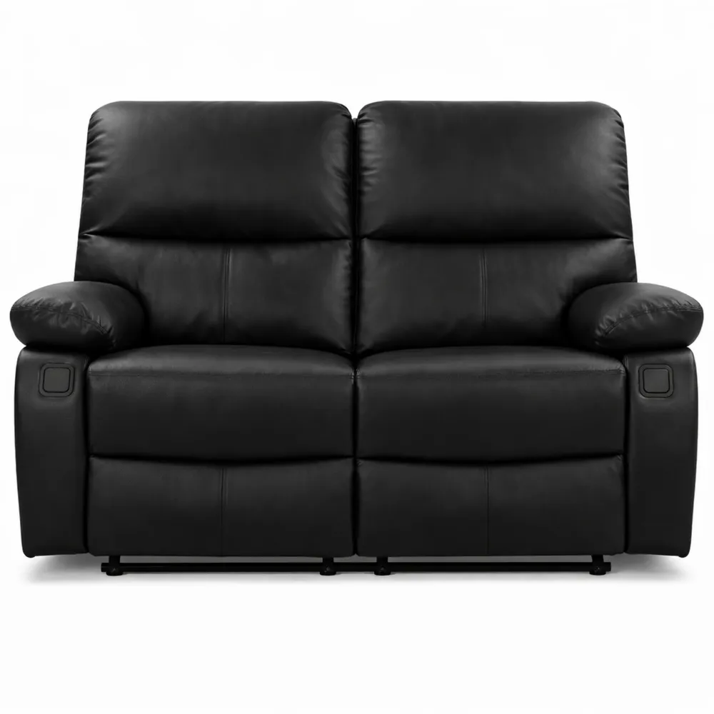 Canapé relax 2 places en simili cuir et tissu noir moderne