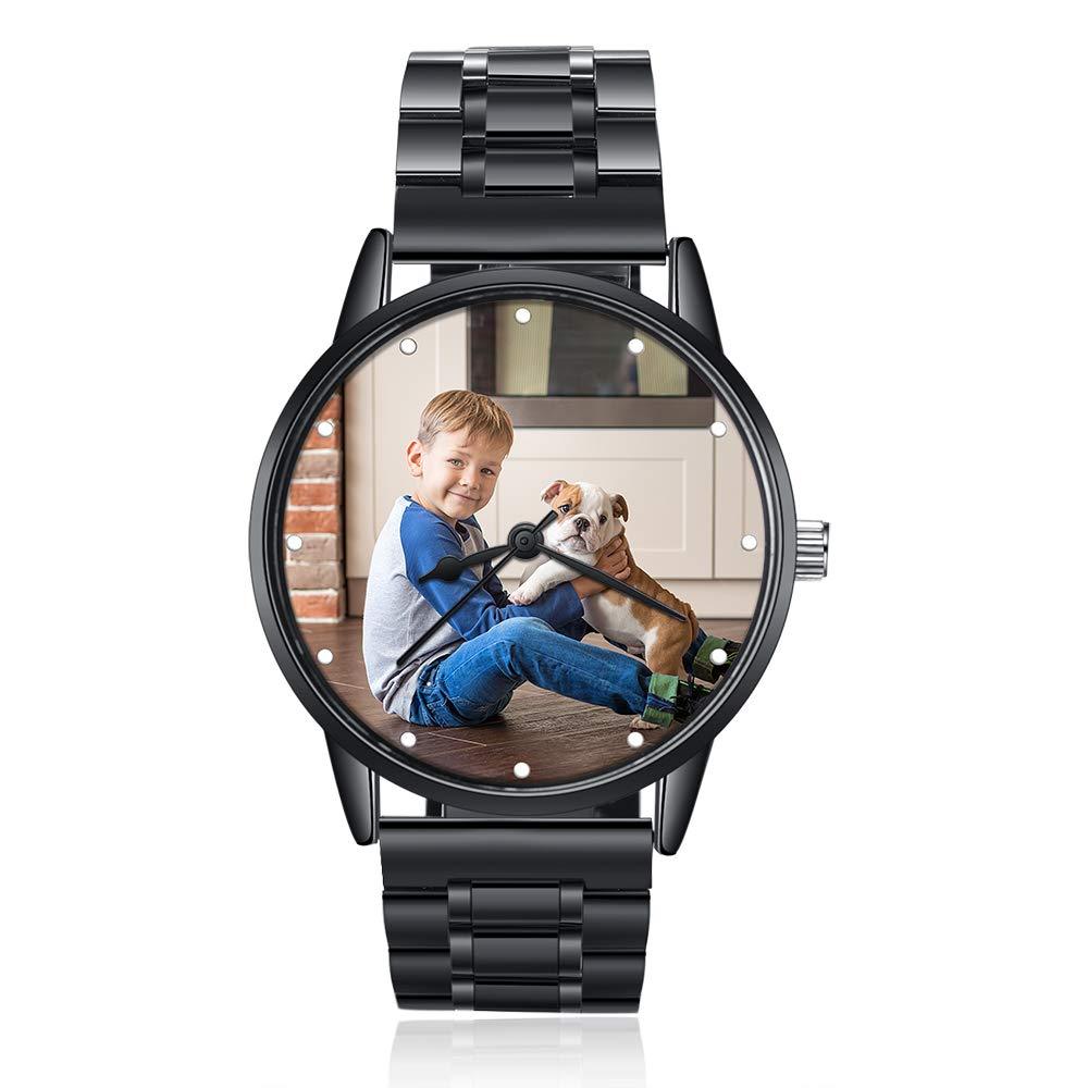 Gemszoo Custom Photo Watch Personalized Picture Watch Stainless Steel Mesh Quartz Watch for Men Women