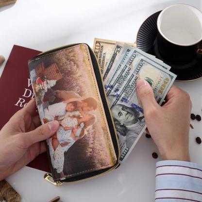 Gemszoo Custom Photo Wallet Personalized Pu Leather Picture Zipper Purse Credit Card Clutch
