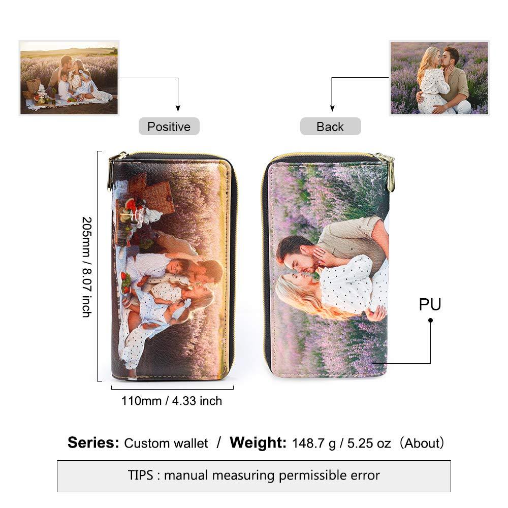 Gemszoo Custom Photo Wallet Personalized Pu Leather Picture Zipper Purse Credit Card Clutch