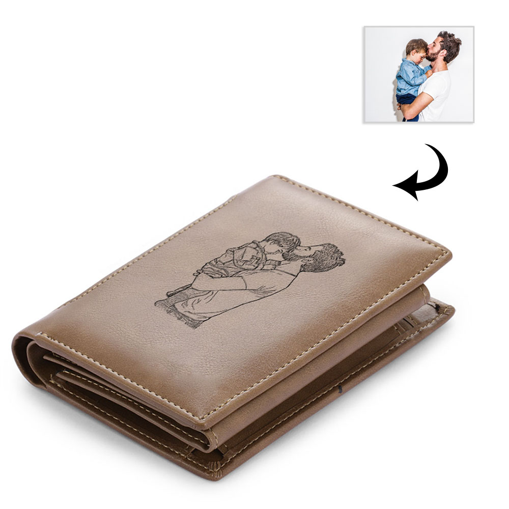 Gemszoo Gifts for Dad Personalized Photo Initial Name Wallet Custom Picture Wallet for Men Husband Grandpa