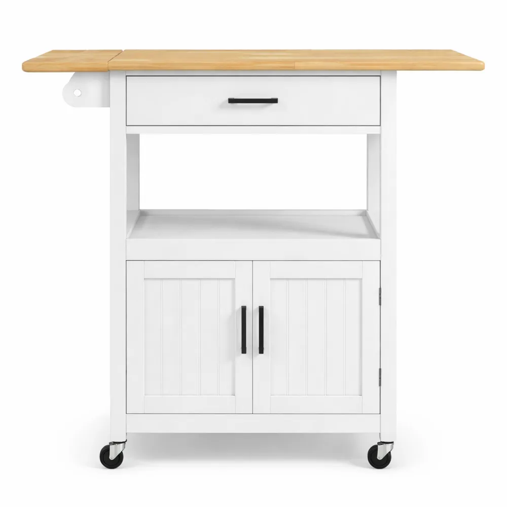 Desserte de Cuisine à Roulettes avec Plateau Pliable et Rangement