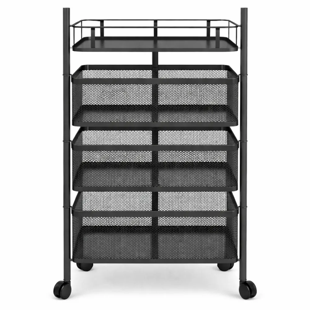 Chariot de Rangement à Roulettes avec Paniers Rotatifs