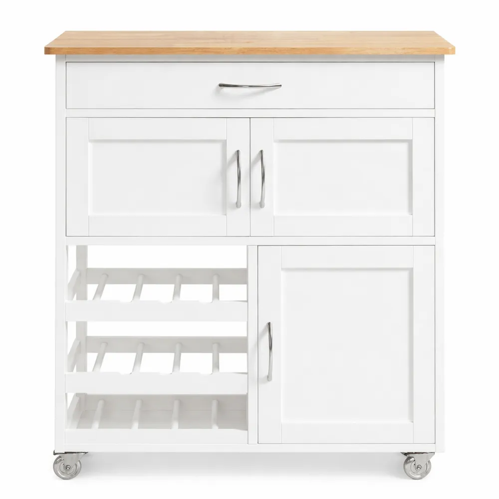 Îlot de Cuisine Compact avec Rangement et Roulette