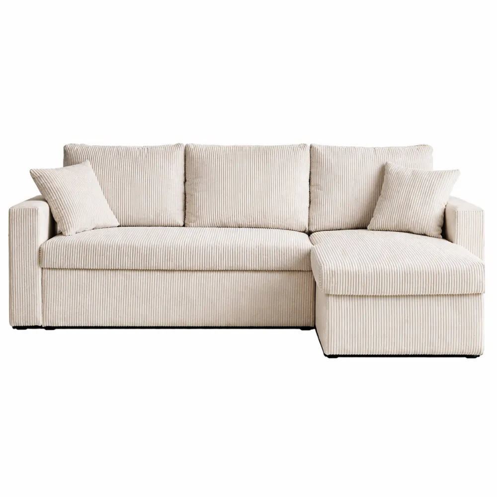 Canapé d'angle réversible en velours côtelé 4 places gris clair