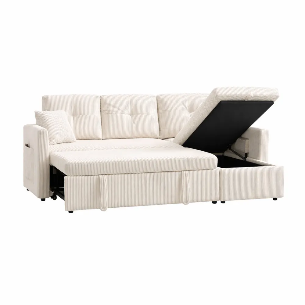 Canapé d'angle modulable avec rangement et poches