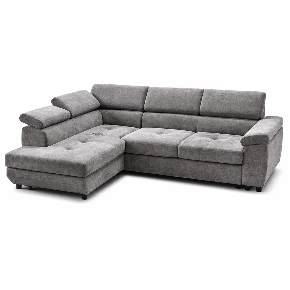 Canapé d'angle convertible en L avec repose-pieds et 4 coussins