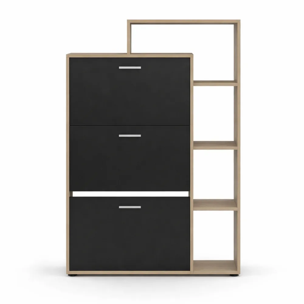 Rangement chaussures 18 paires avec étagère en hêtre