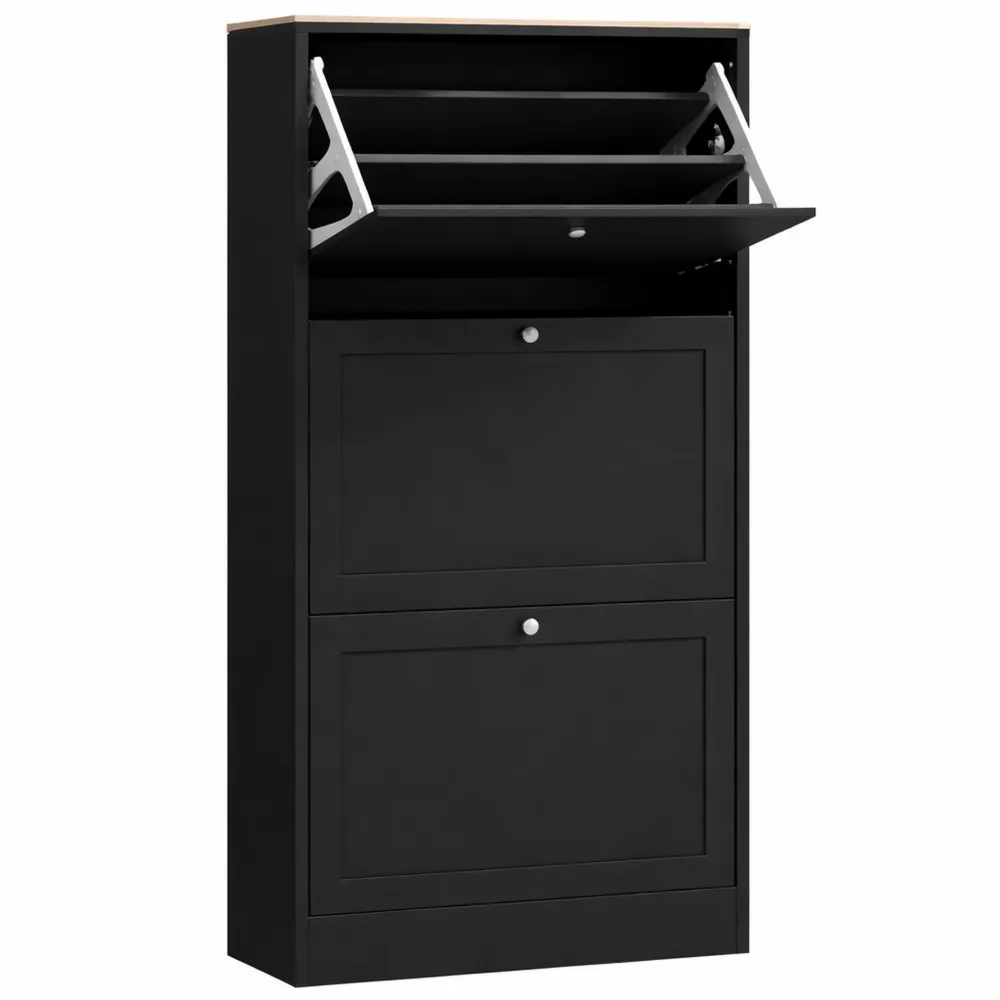 Armoire à Chaussures Moderne avec Tiroirs Rabattables et Étagères Ajustables