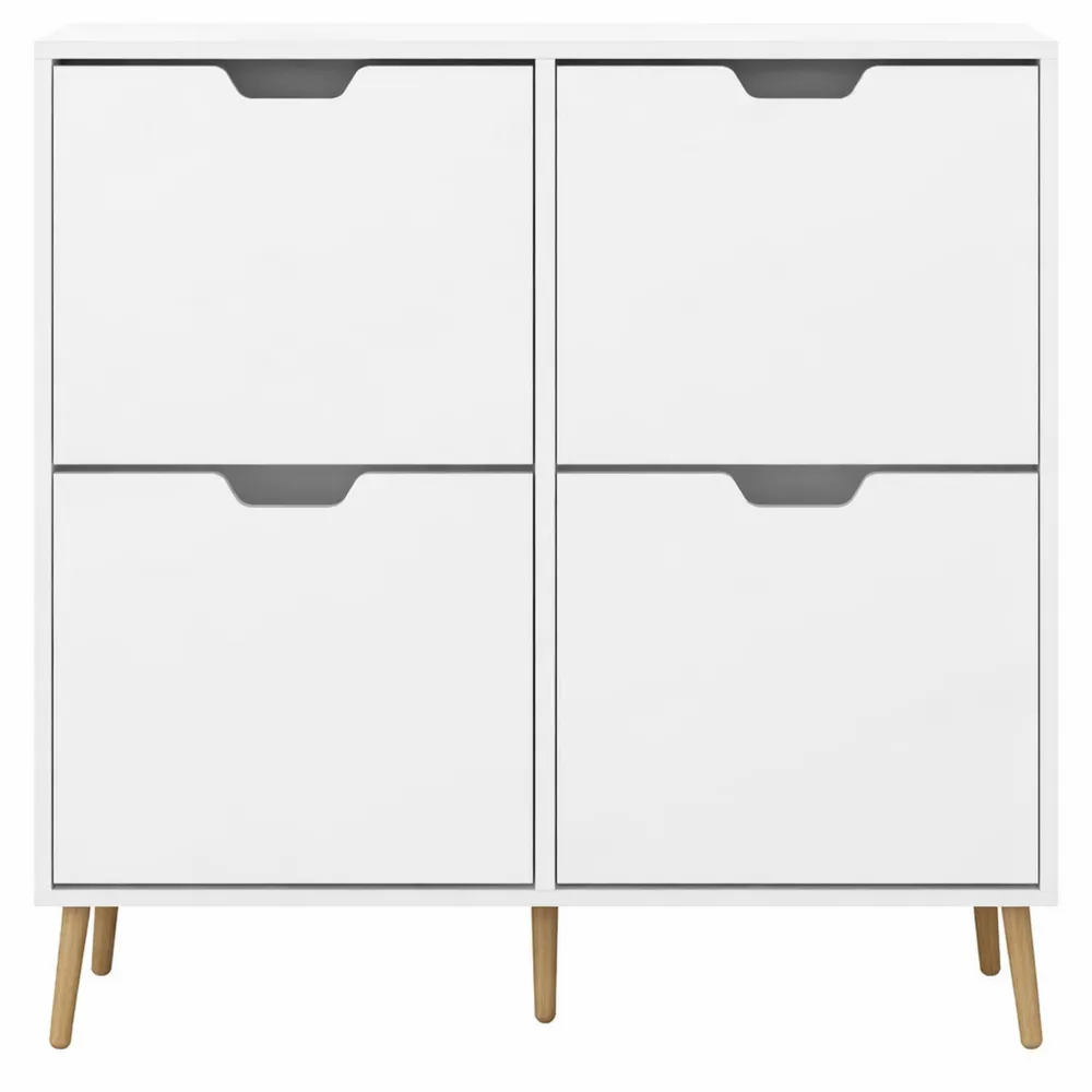 Armoire à Chaussures 4 Portes avec Étagère Réglable, Grande Capacité 16 Paires, Rangement pour Couloir, Blanc