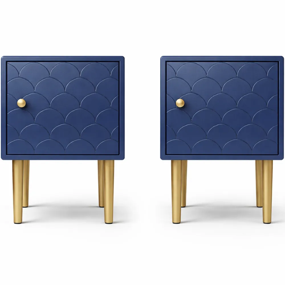 Table de nuit minimaliste en bleu marine, idéale pour chambre