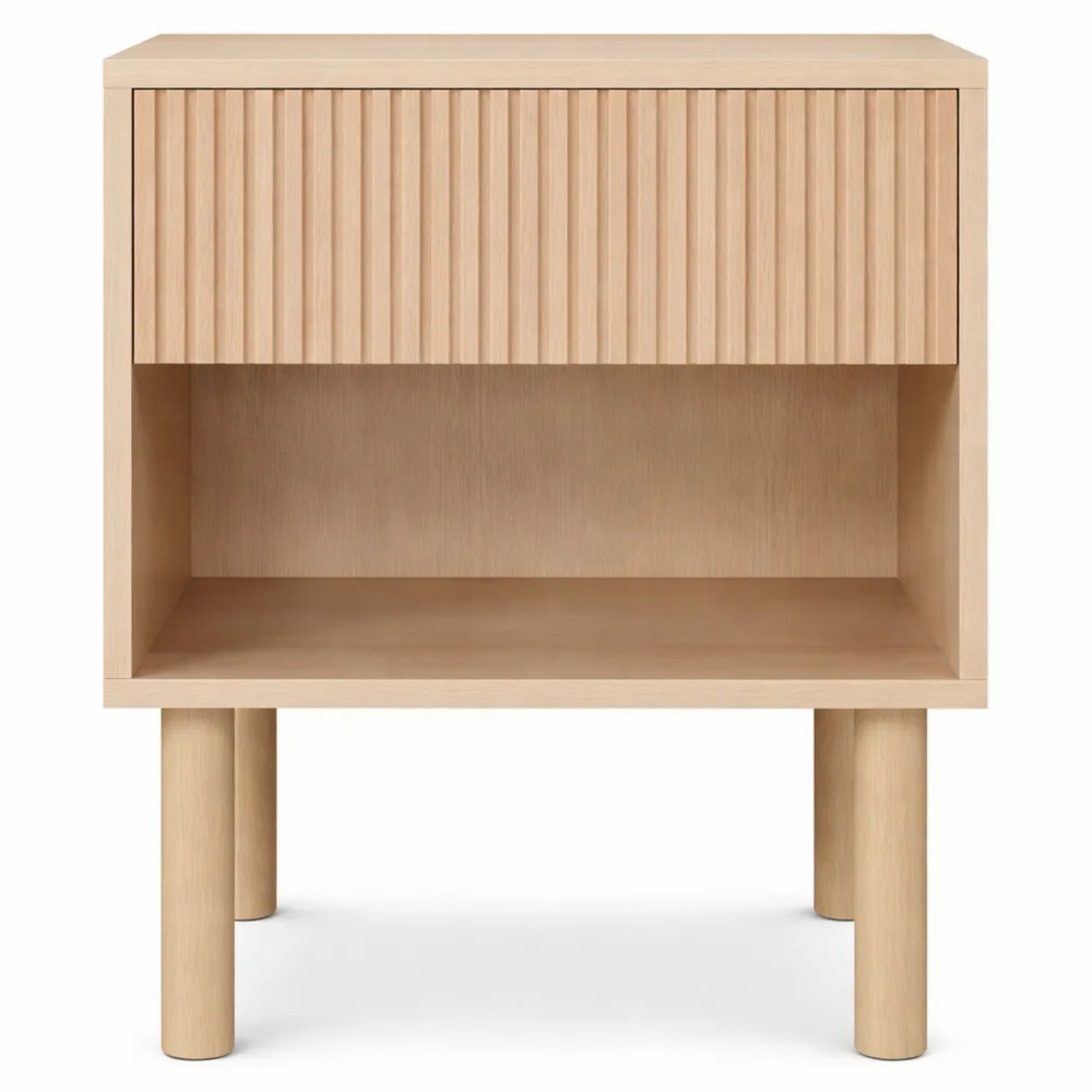 Table de nuit moderne avec tiroirs et compartiments de rangement, pour chambre et salon, bois naturel