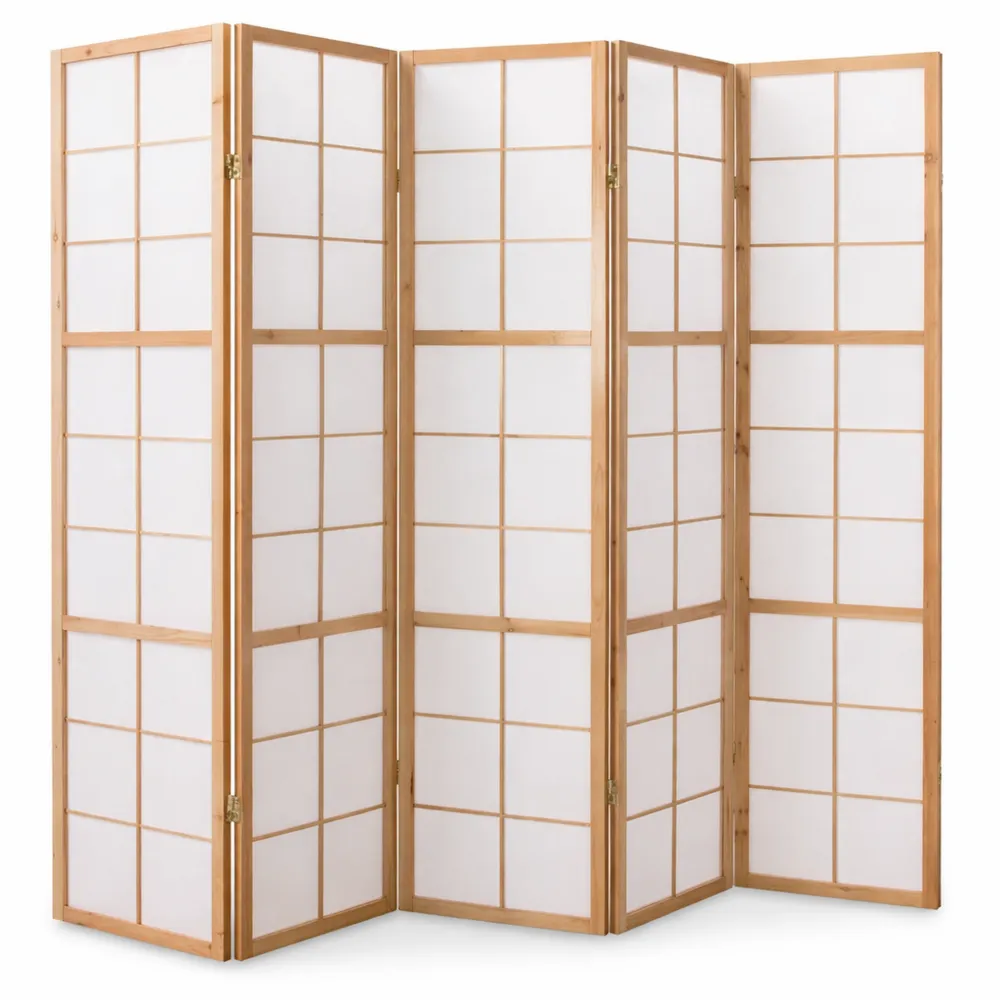 Écran pliant en bois avec papier de riz blanc