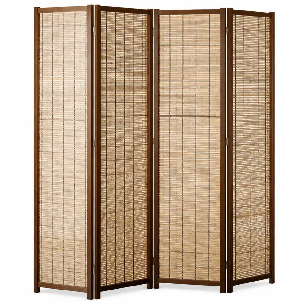 Paravent en bois pliable à 4 panneaux, séparateur de pièce, 160 x 170 cm, style naturel