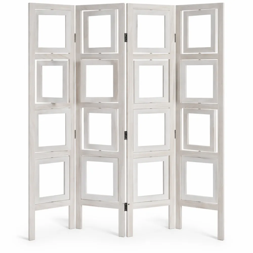 Paravent d'intérieur décoratif avec motifs photographiques, 160x125 cm, Blanc