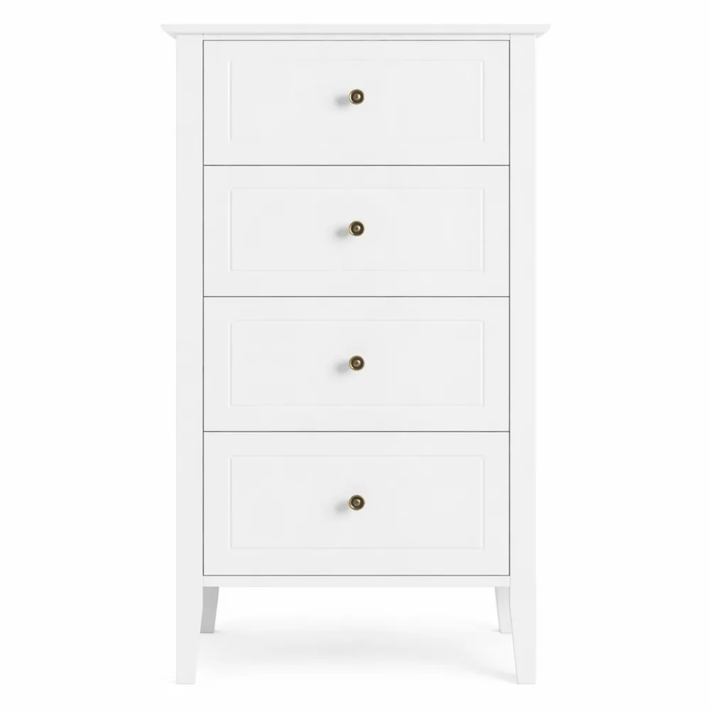 Commode 4 Tiroirs Blanche pour Salon ou Chambre