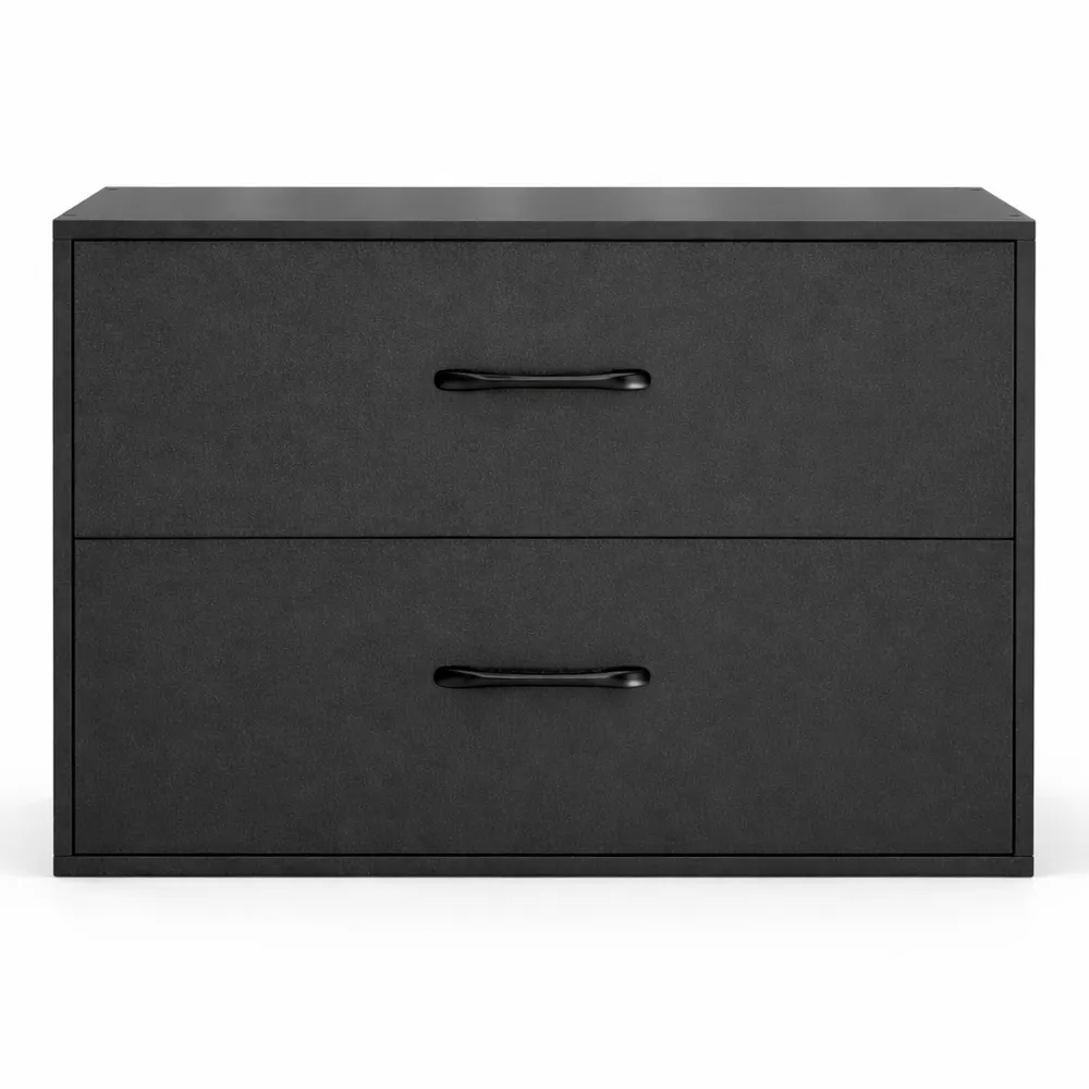 Meuble de Rangement à 2 Tiroirs pour Chambre ou Salon, 60 x 34 x 38 cm, Sécurisé contre le Basculement, Couleur Noire