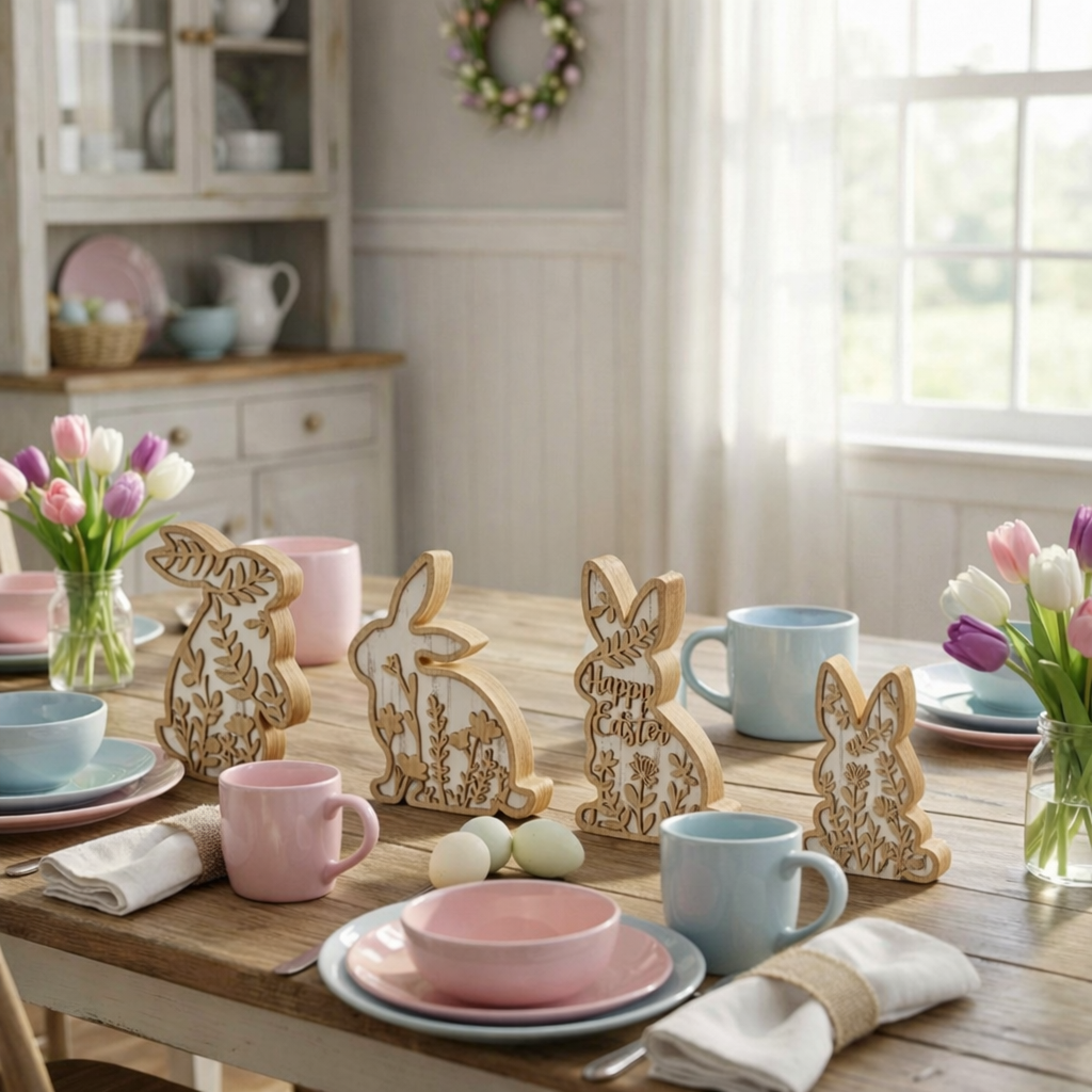 Easter Rabbit Table Wooden Signboard Decorative Set