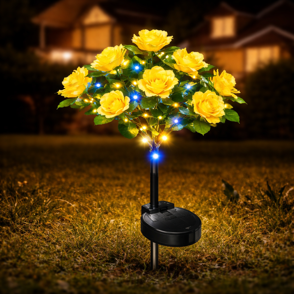 Solar Azalea Flower Garden Lights – Outdoor Waterproof LED Stake Lights, Lifelike Blooming Flowers