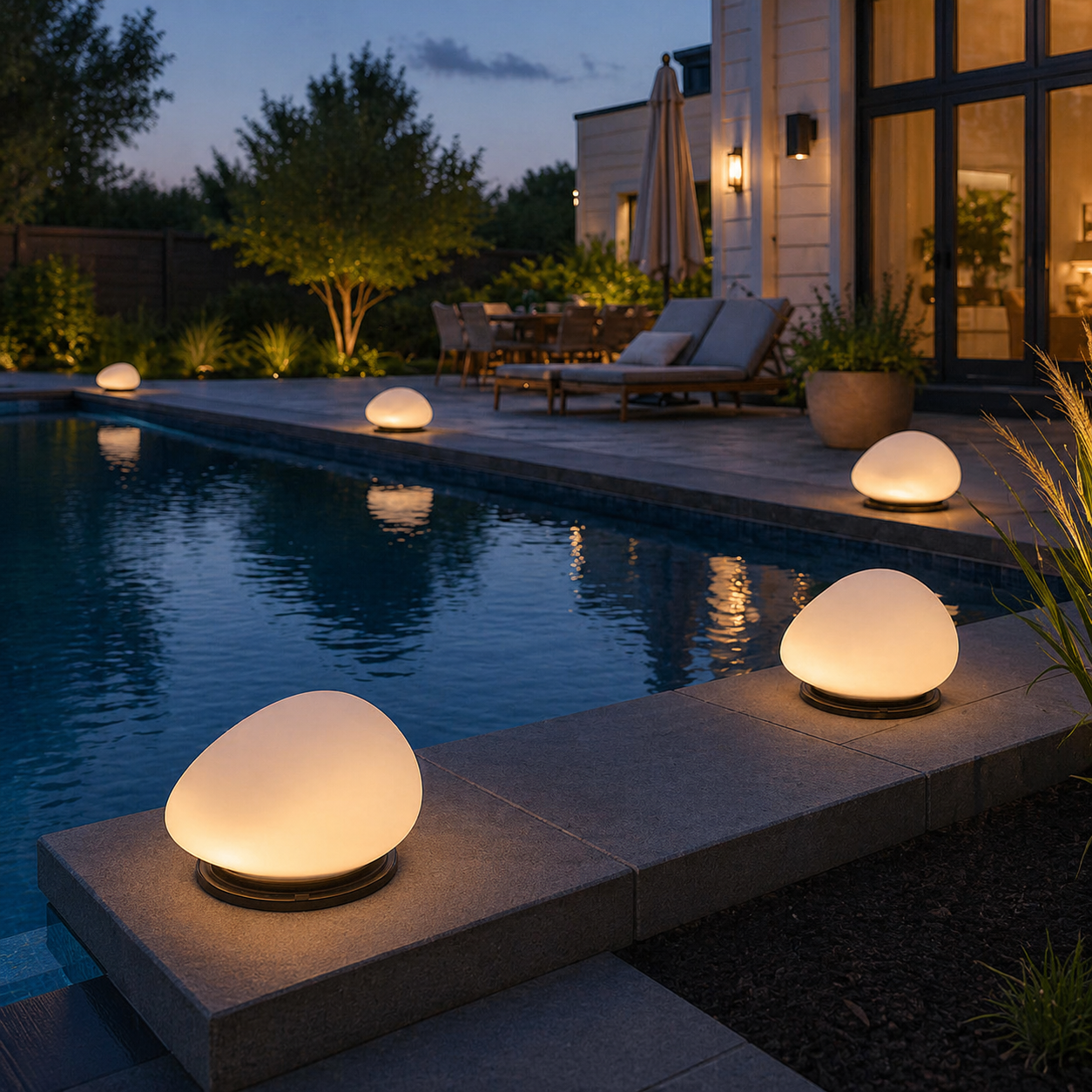 Solar Pebble Lights Outdoor Decor