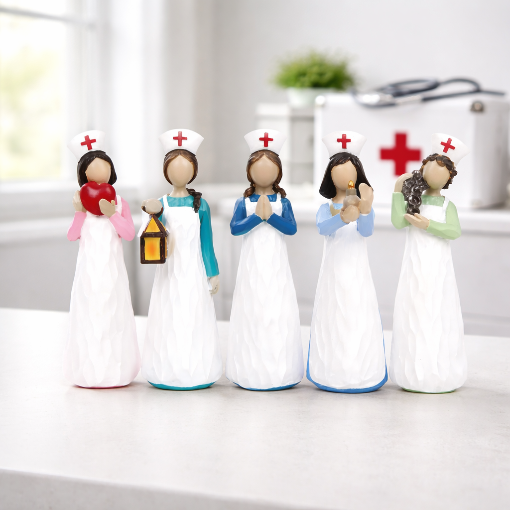 Hand-Painted Resin Angel Nurse Statue – Inspirational Nurse Figurine for Appreciation, Care & Hope