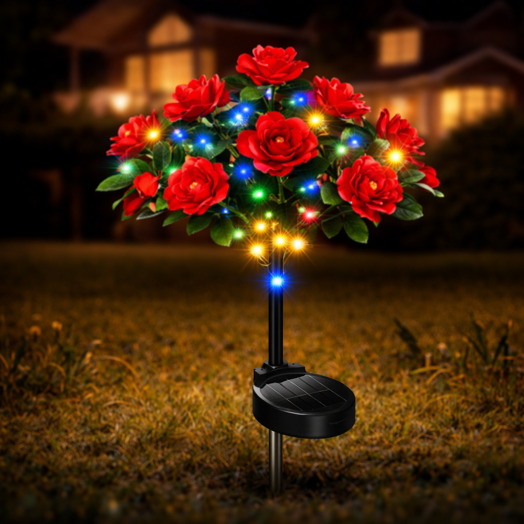 Solar Azalea Flower Garden Lights – Outdoor Waterproof LED Stake Lights, Lifelike Blooming Flowers