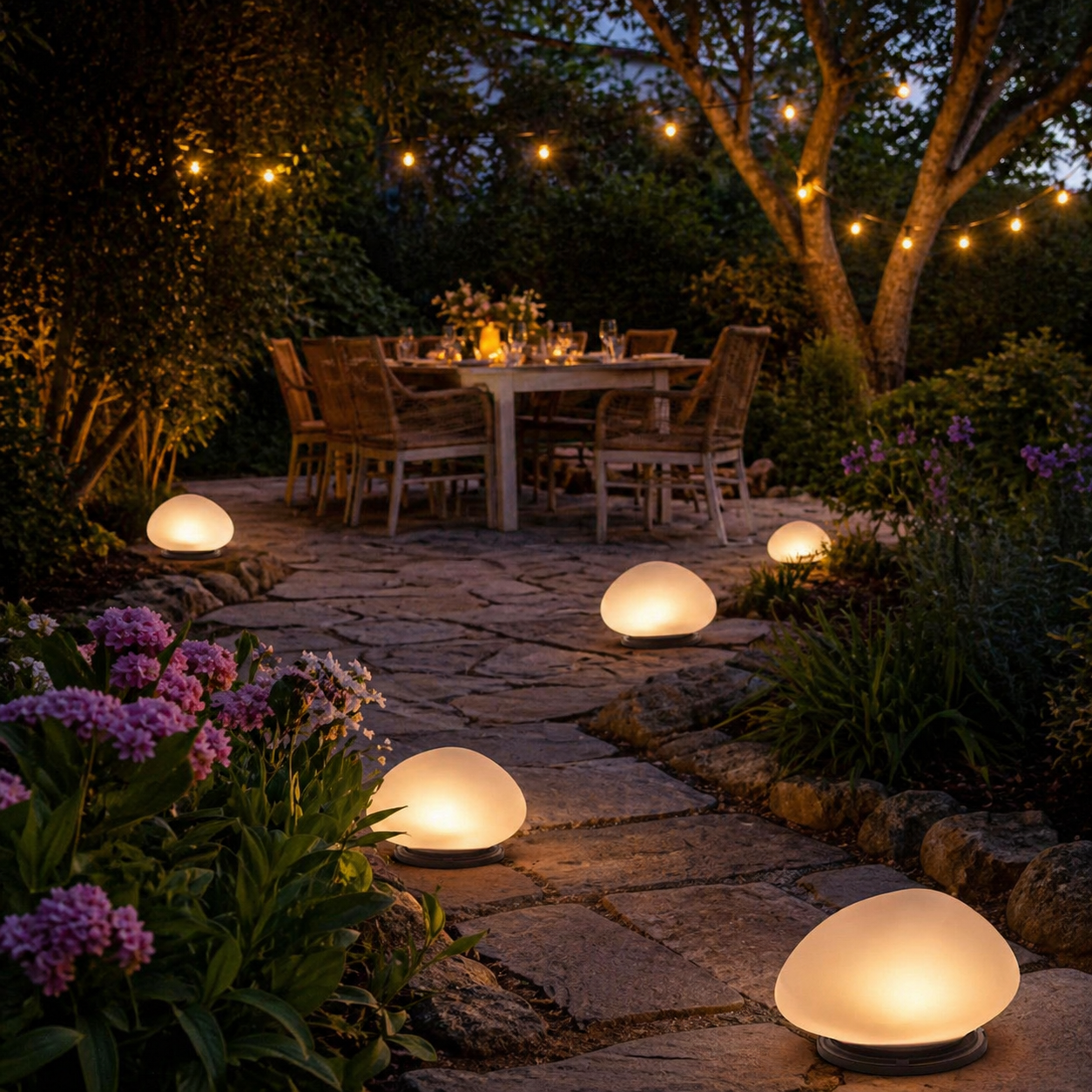 Solar Pebble Lights Outdoor Decor