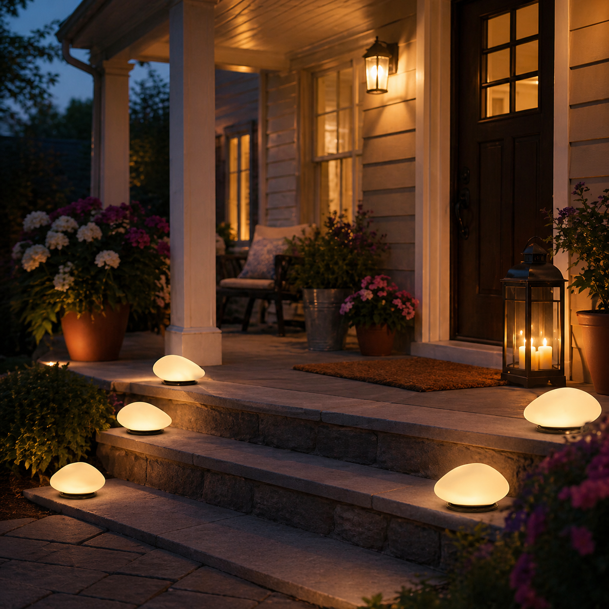 Solar Pebble Lights Outdoor Decor