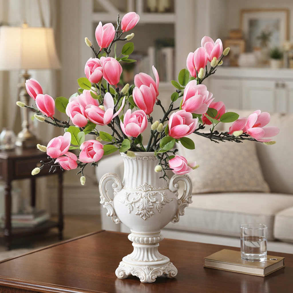 Artificial Magnolia Flower Branches Stem