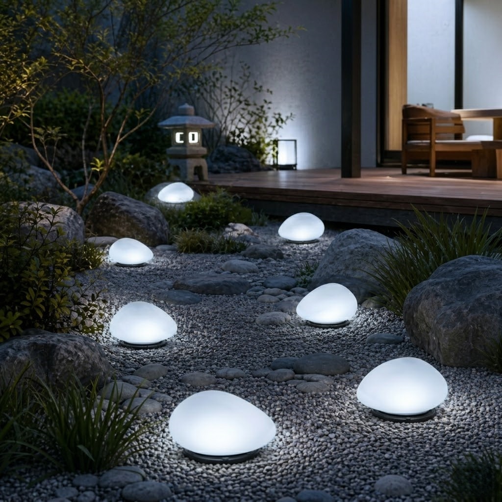 Solar Pebble Lights Outdoor Decor