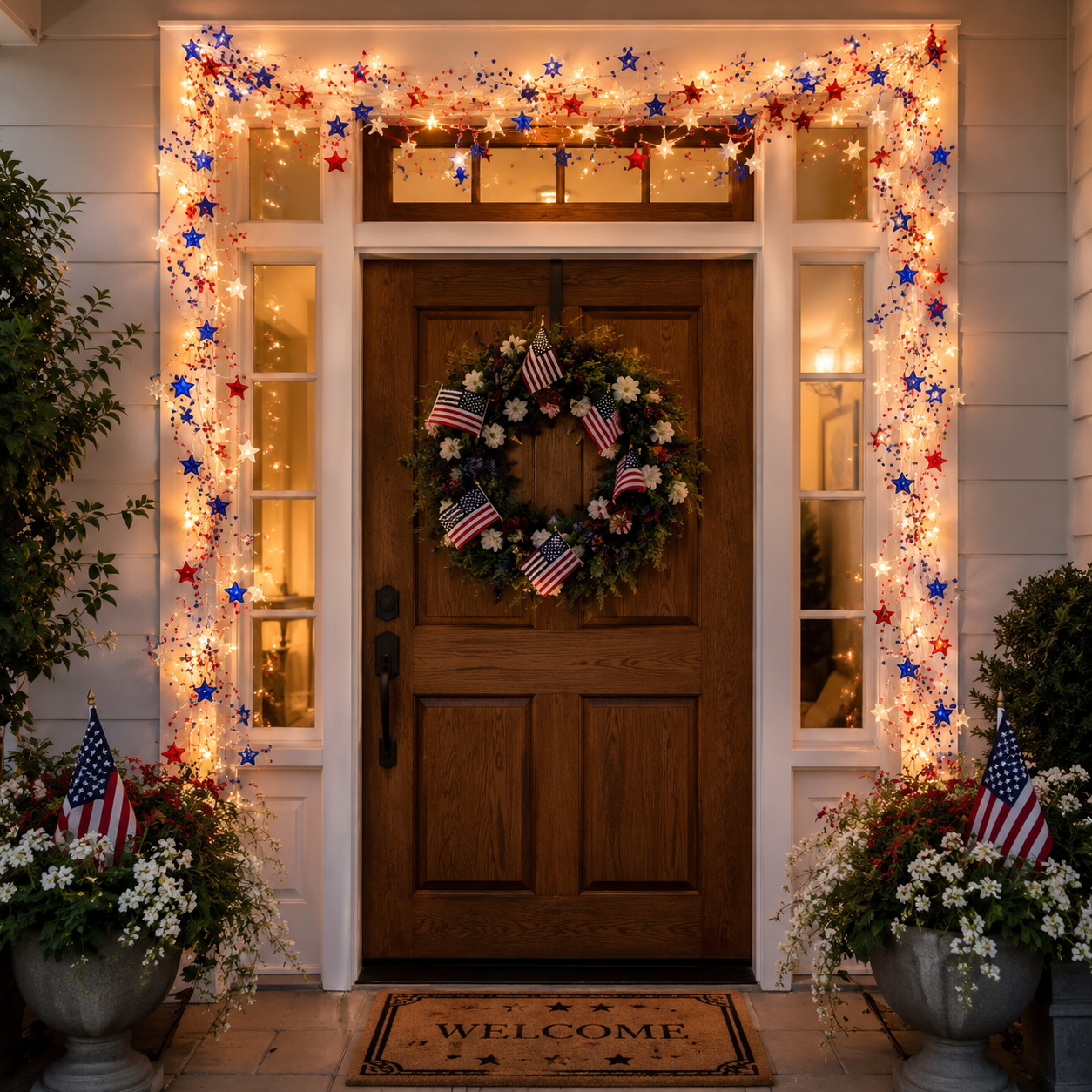 Fourth of July Garland Patriotic Lights