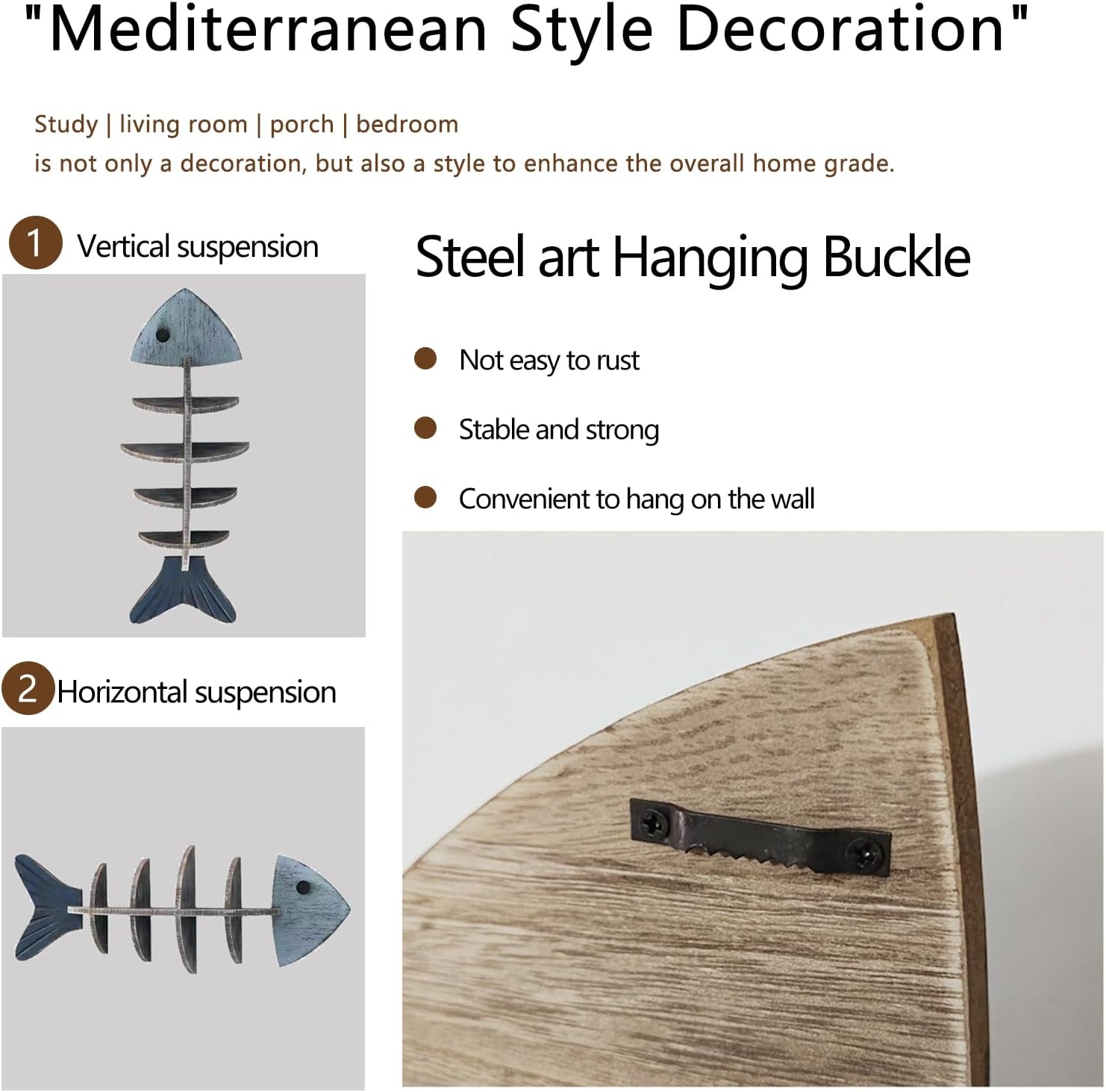 Rustic Coastal Fishbone Wall Shelf