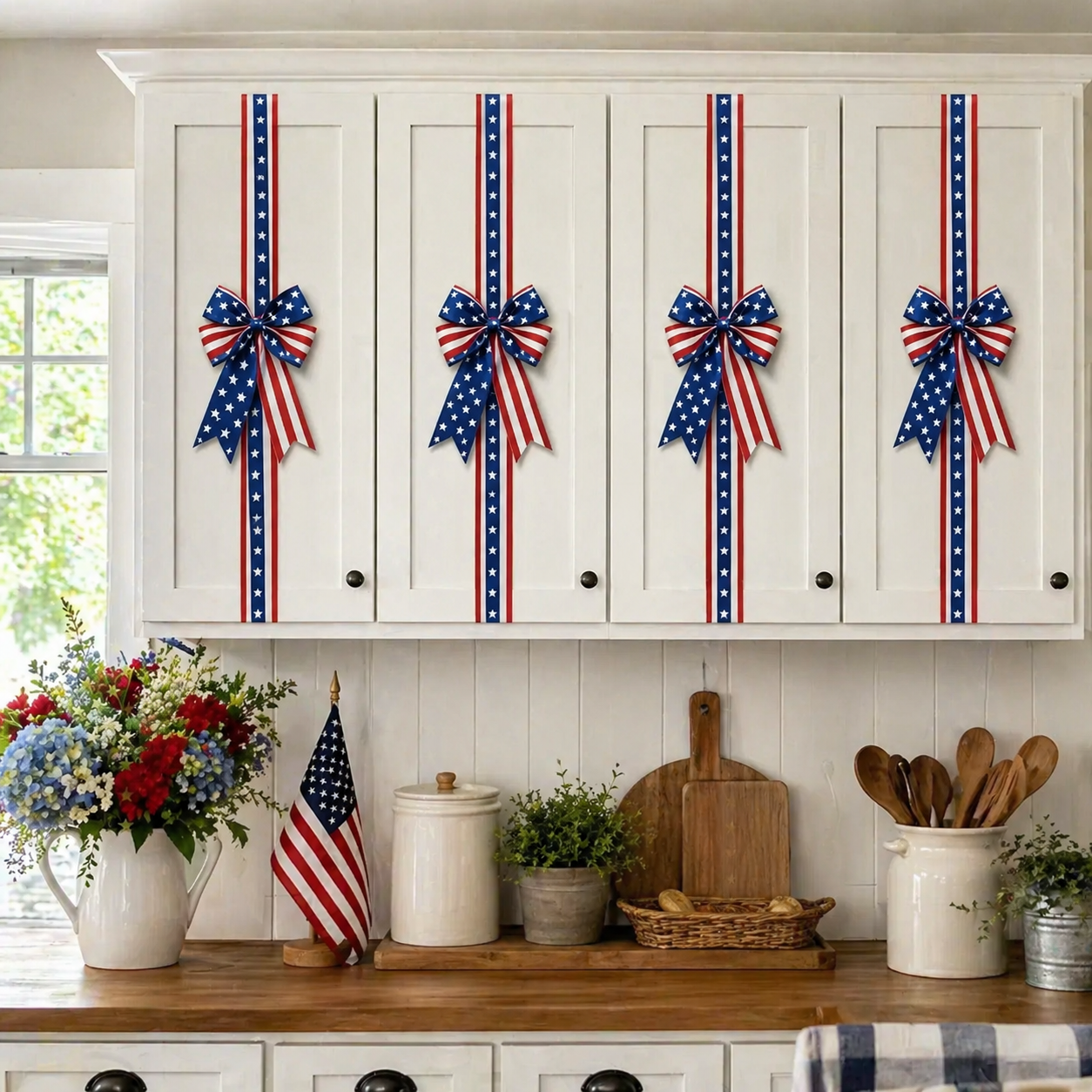 Independence Day & Memorial Day Cabinet Door Patriotic Bow Ribbons