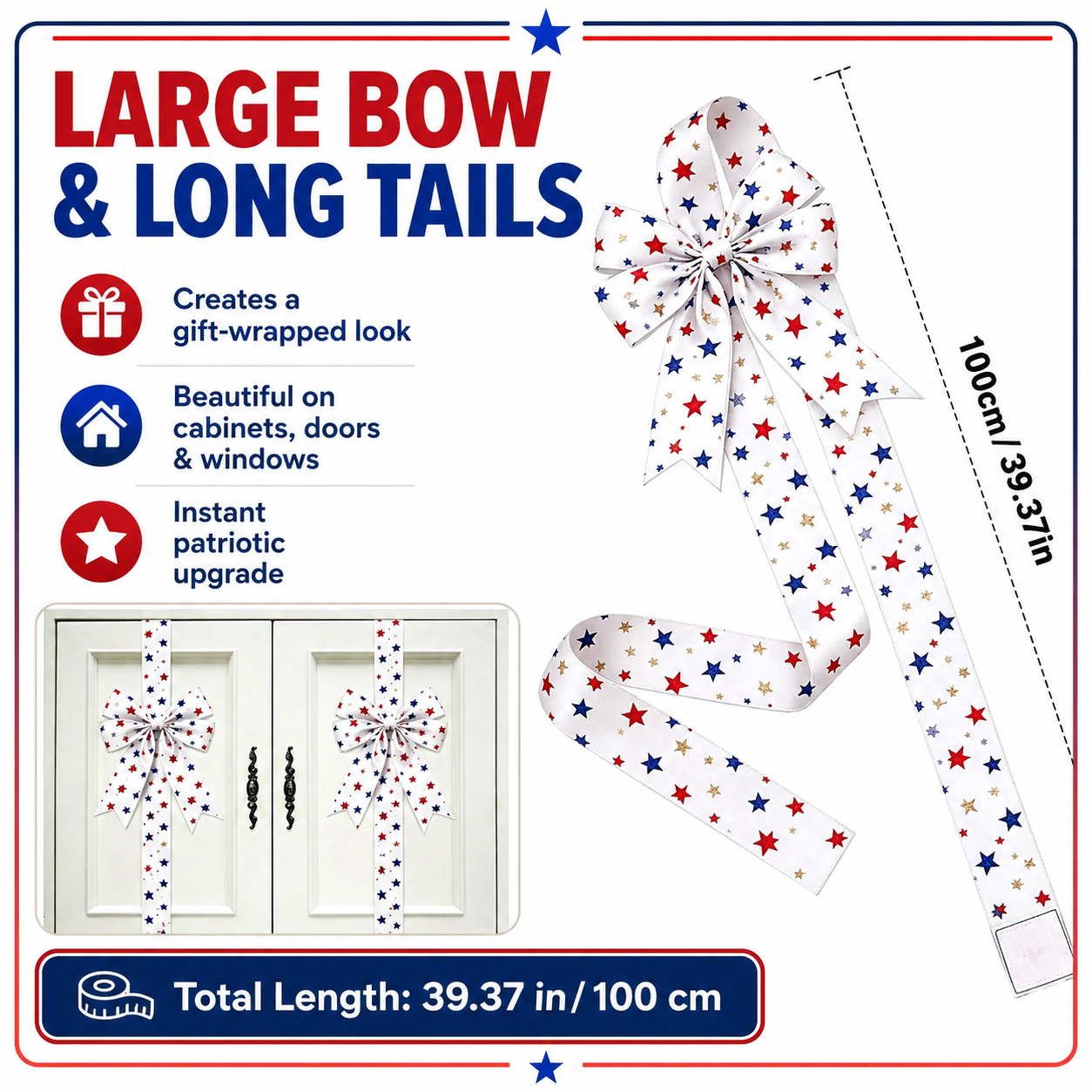 Independence Day & Memorial Day Cabinet Door Patriotic Bow Ribbons
