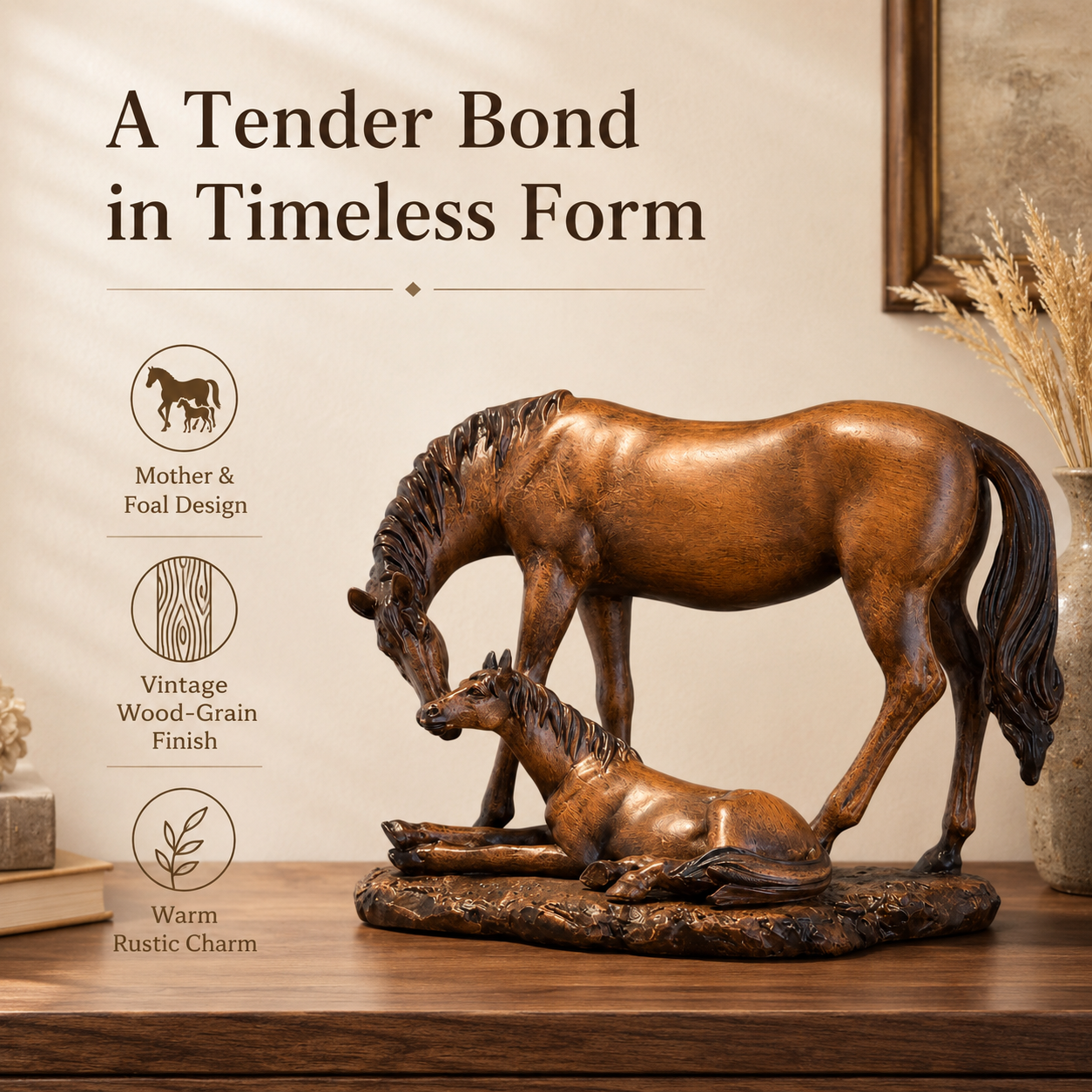 Vintage Mother & Foal Horse Figurine