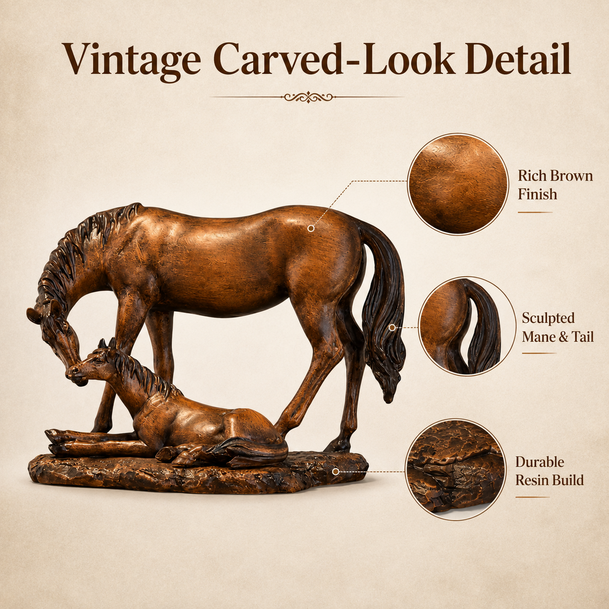 Vintage Mother & Foal Horse Figurine