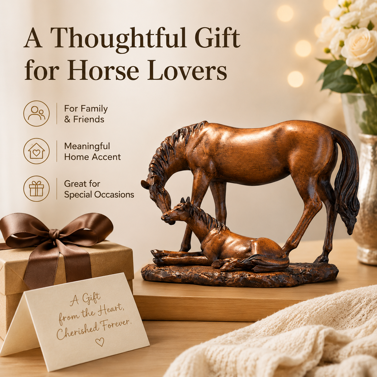 Vintage Mother & Foal Horse Figurine