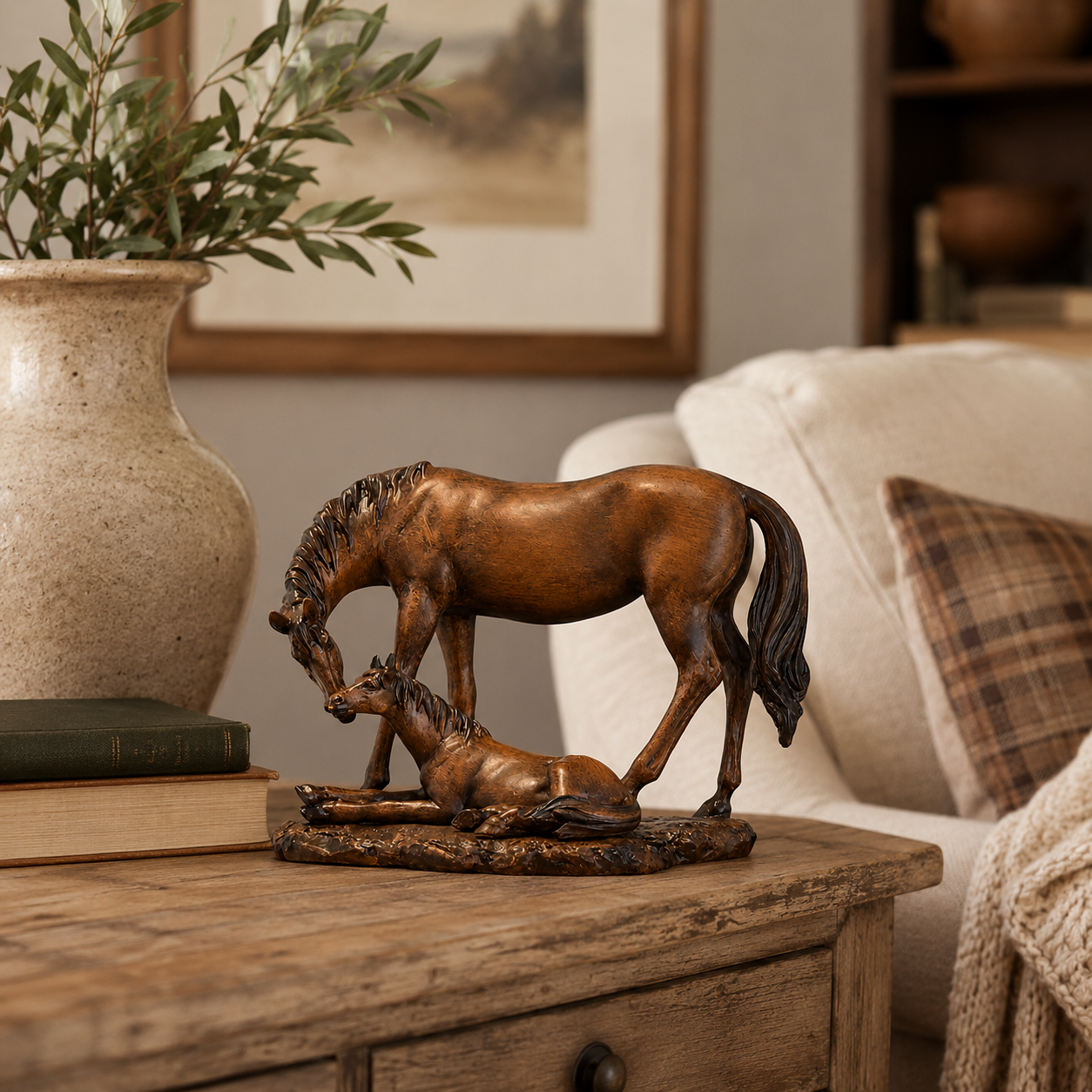 Vintage Mother & Foal Horse Figurine