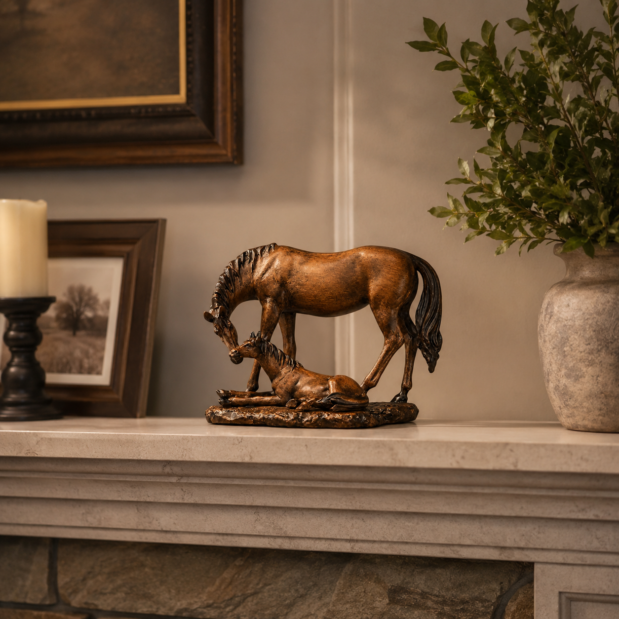 Vintage Mother & Foal Horse Figurine