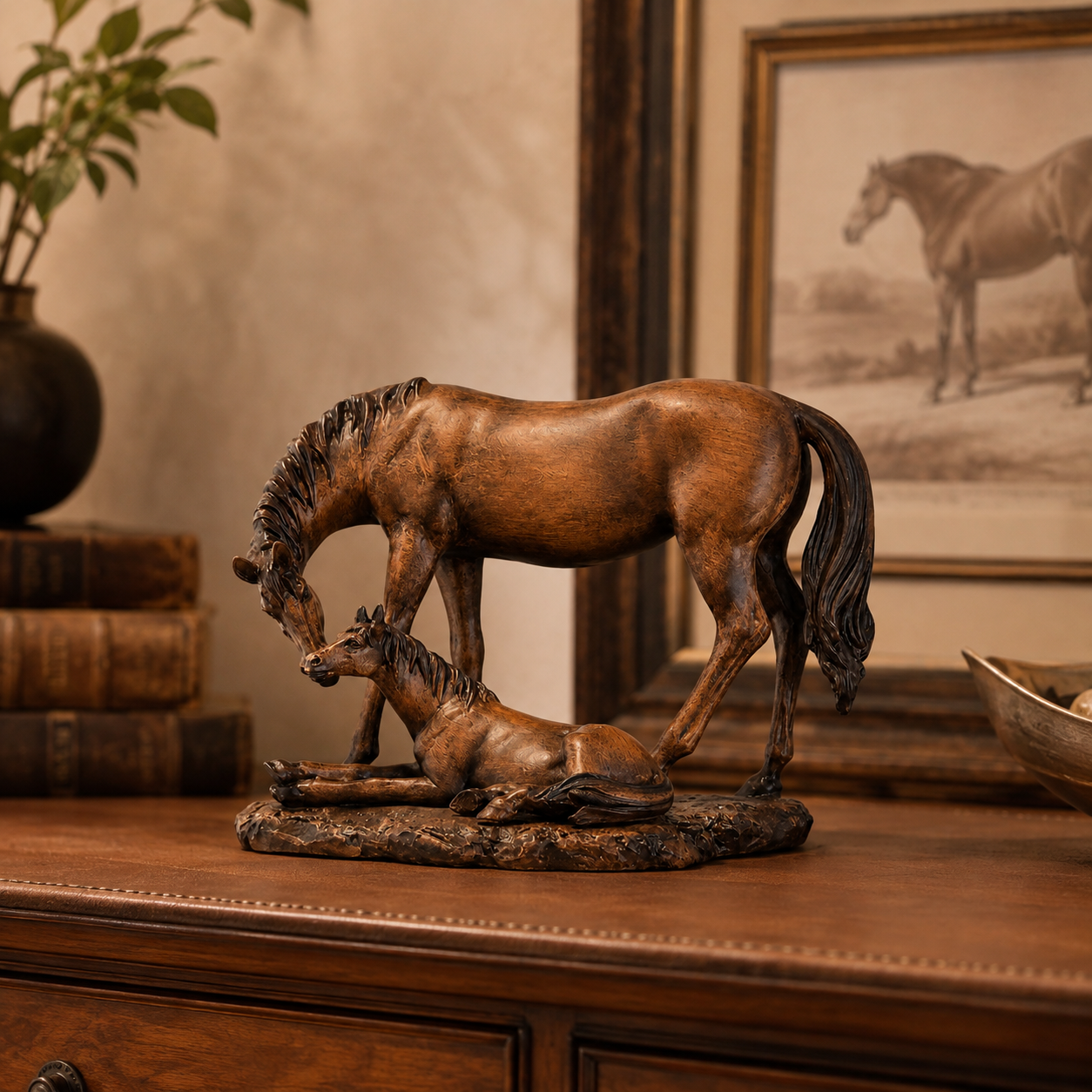 Vintage Mother & Foal Horse Figurine