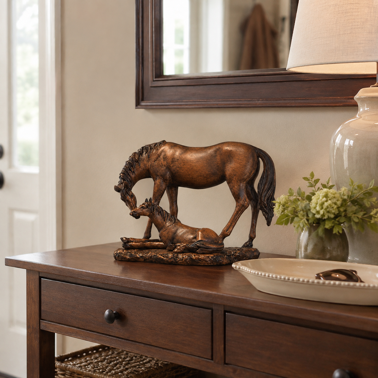 Vintage Mother & Foal Horse Figurine