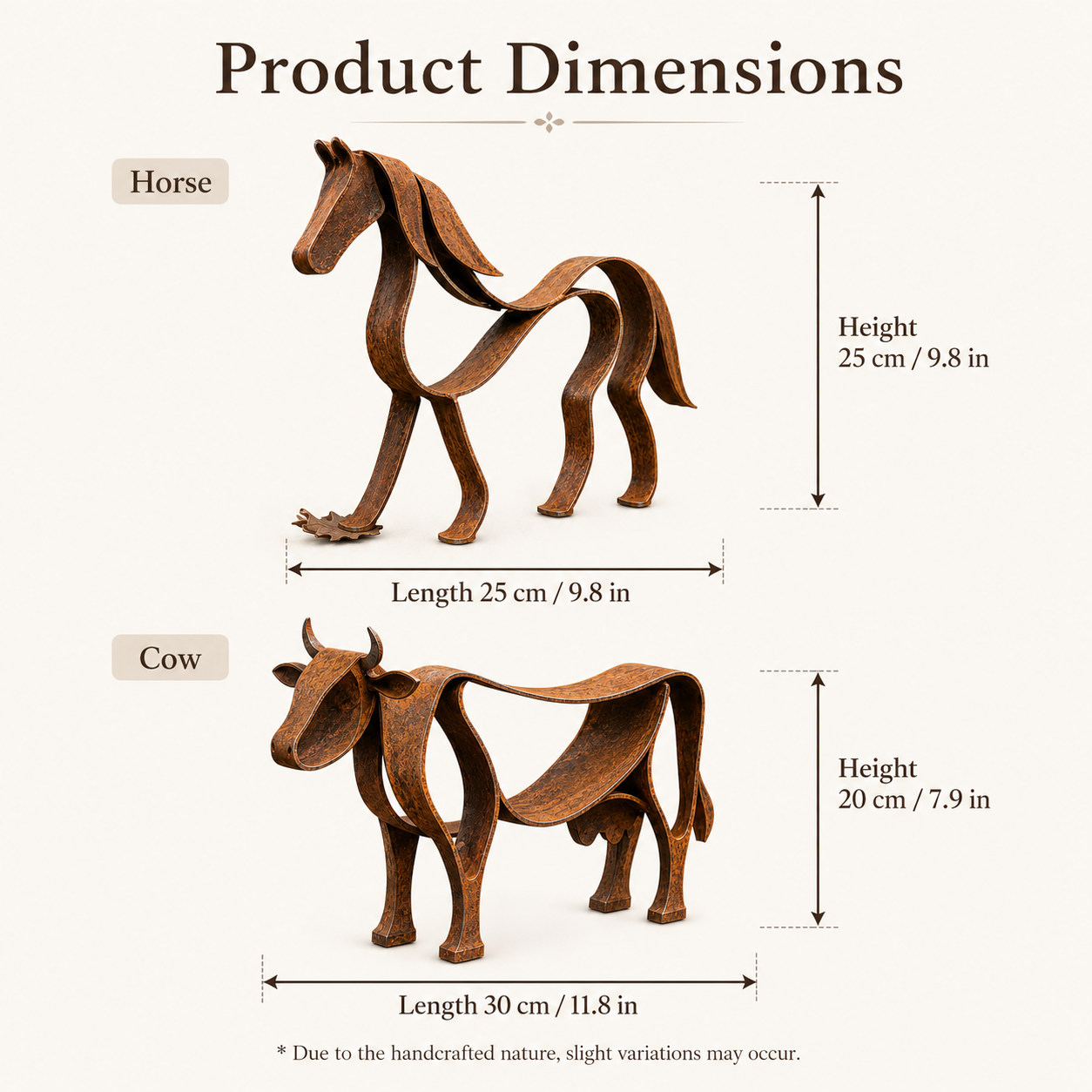 Rustic Metal Horse & Cow Sculpture