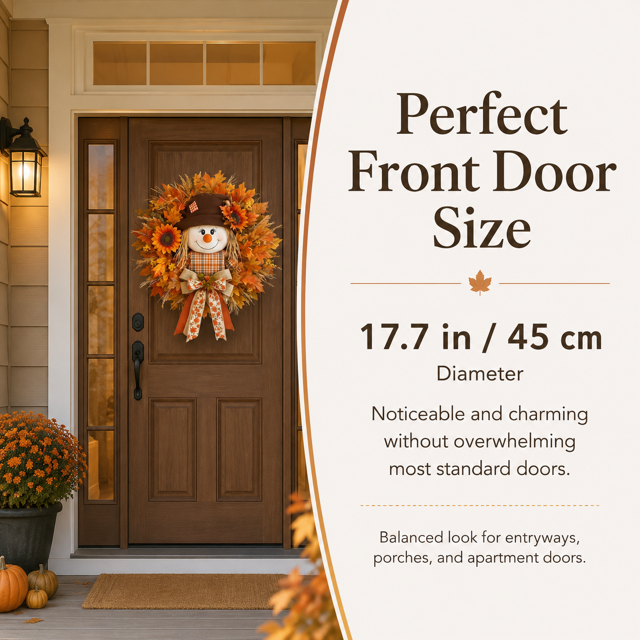 17.7 Inch Autumn Maple Leaf &Sunflower and Scarecrow Wreath