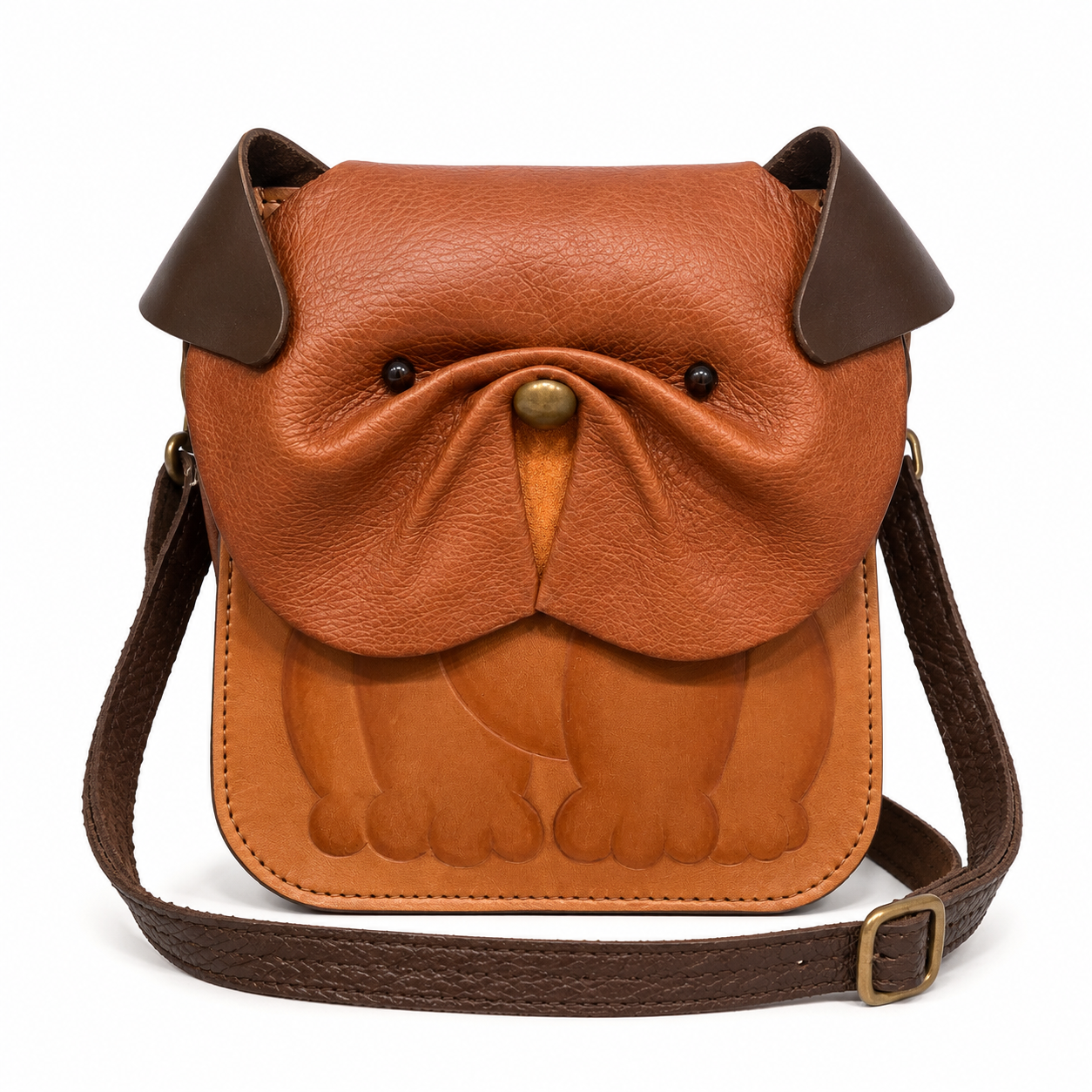 Handcrafted Bulldog Leather Crossbody Bag